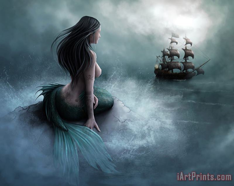 Mermaid And Pirate Ship painting - Collection Mermaid And Pirate Ship Art Print