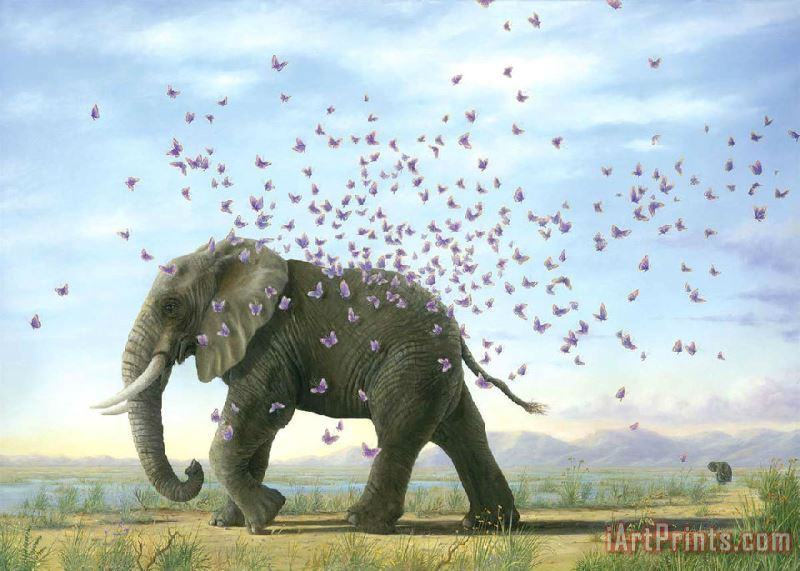 The Journey by Bissell Elephant And Butterflies painting - Collection The Journey by Bissell Elephant And Butterflies Art Print