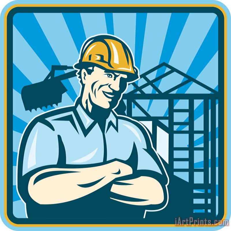 Construction Engineer Foreman Worker painting - Collection 10 Construction Engineer Foreman Worker Art Print