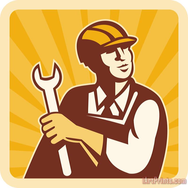 Construction worker engineer painting - Collection 10 Construction worker engineer Art Print