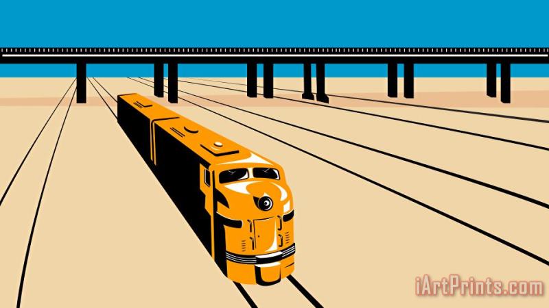 Collection 10 Diesel Train High Angle Retro Art Painting