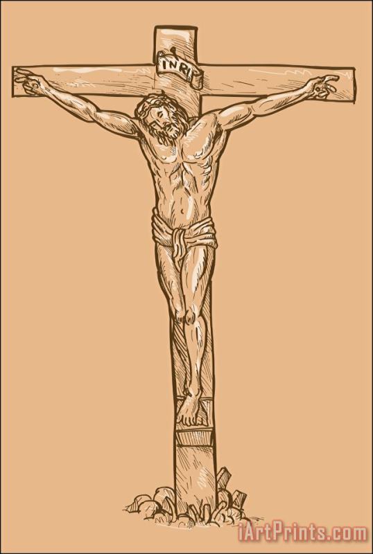 esus Christ hanging on the cross painting - Collection 10 esus Christ hanging on the cross Art Print