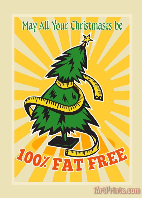 Collection 10 Fat Free Christmas Tree Tape Measure Art Painting