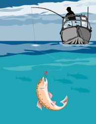 Collection 10 Fisherman on boat trout painting