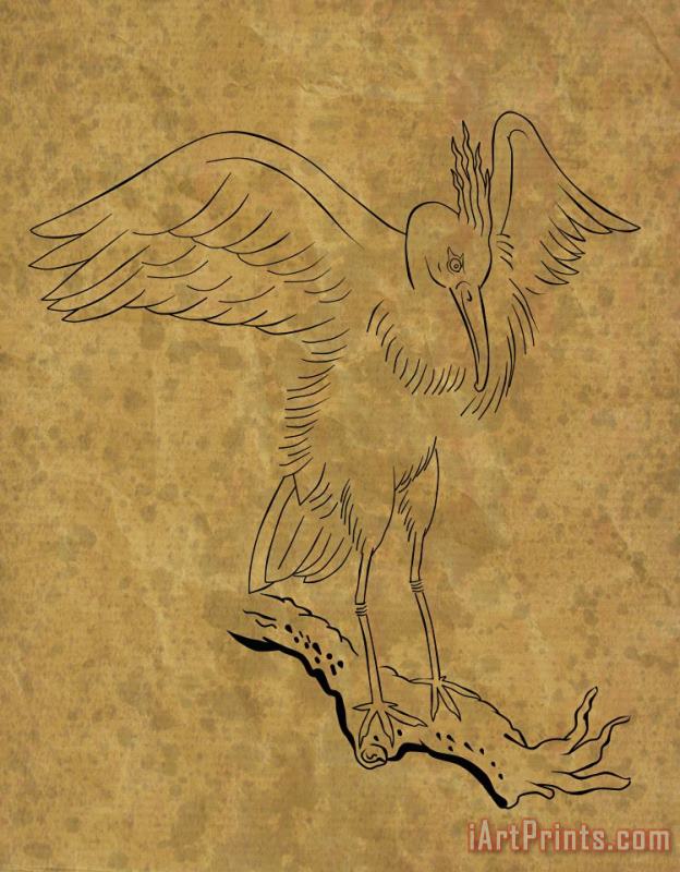Collection 10 Heron Crane On Tree Branch Art Print