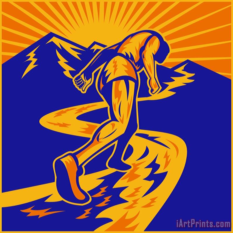 Collection 10 Marathon runner or jogger on mountain road Art Painting