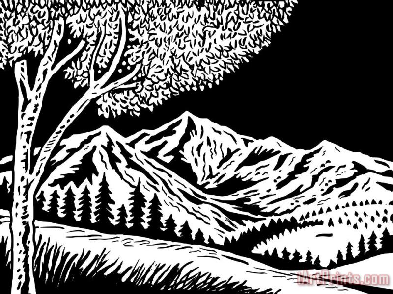 Mountain scene painting - Collection 10 Mountain scene Art Print