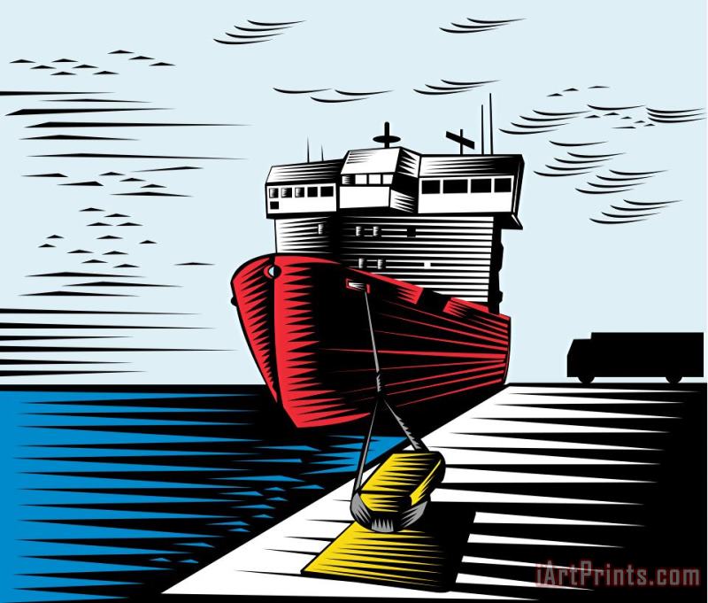 Collection 10 Passenger Ship Ferry Boat Anchor Retro Art Print