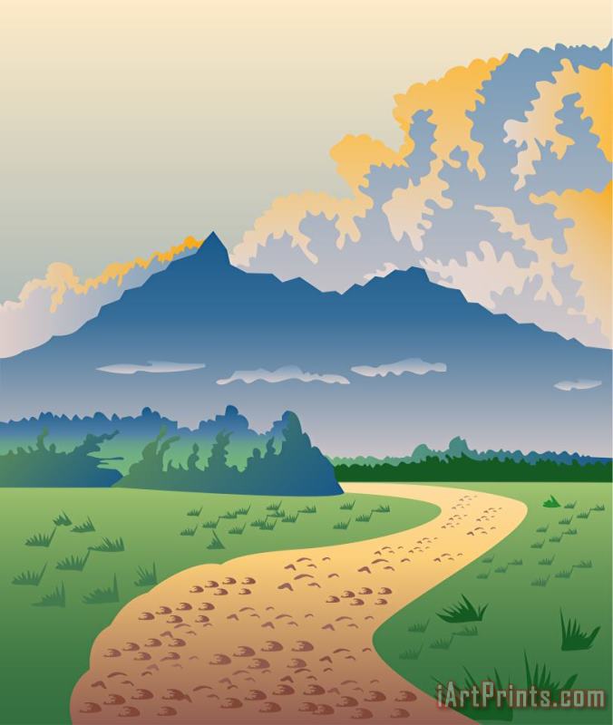 Collection 10 Road Leading to Mountains Art Painting