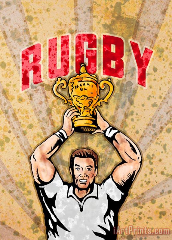 Collection 10 Rugby Player Raising Championship World Cup Trophy Art Painting