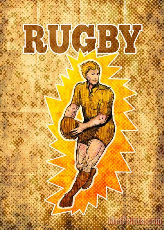 Collection 10 Rugby player running passing ball Art Print