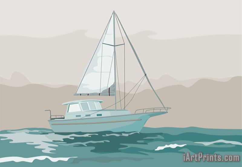 Sailboat Retro painting - Collection 10 Sailboat Retro Art Print
