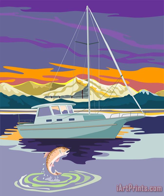 Sailboat Retro painting - Collection 10 Sailboat Retro Art Print