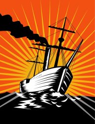 Collection 10 Sailing Ship Retro Woodcut