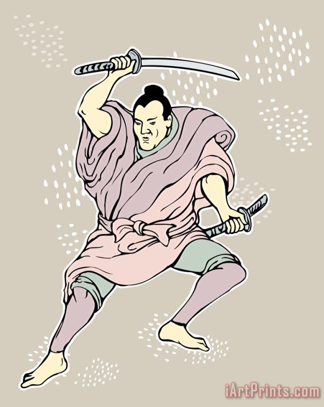 Samurai warrior with katana sword painting - Collection 10 Samurai warrior with katana sword Art Print