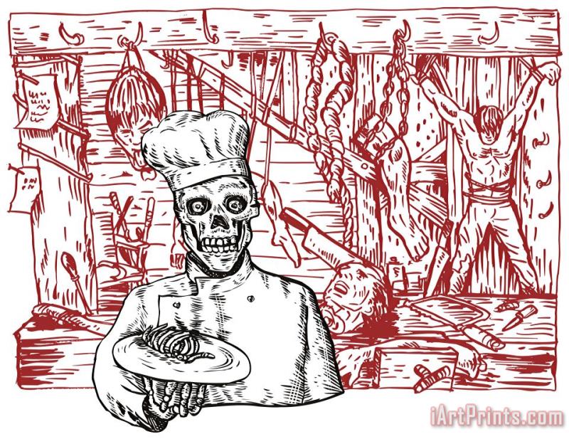 Skull Cook painting - Collection 10 Skull Cook Art Print