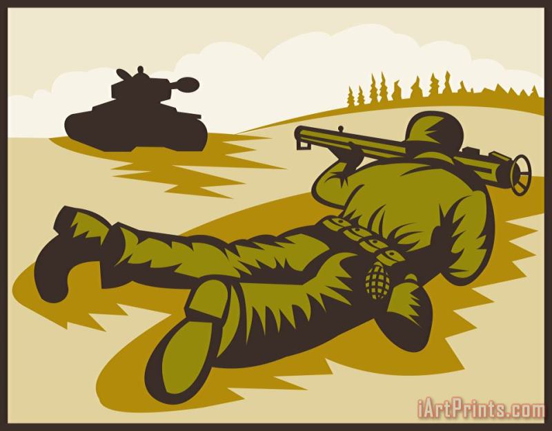 Collection 10 Soldier Aiming Bazooka Art Painting