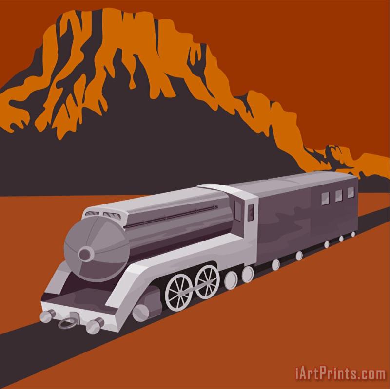 Collection 10 Steam Train Locomotive Retro Art Painting