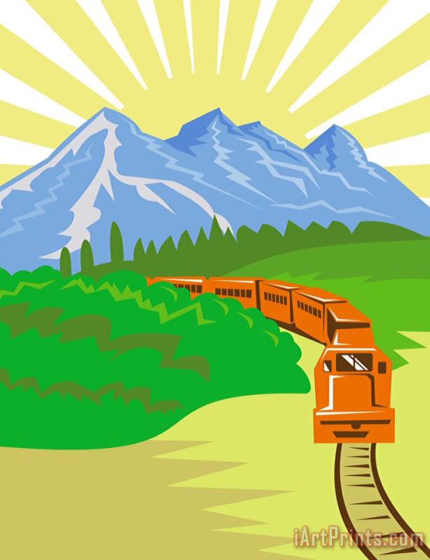 Collection 10 Train and Mountains Art Print