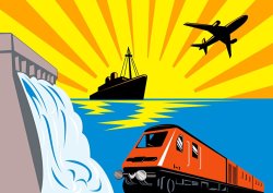 Collection 10 Train Boat Plane And Dam painting