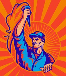 Collection 10 Worker Carrying Flaming Torch Sunburst