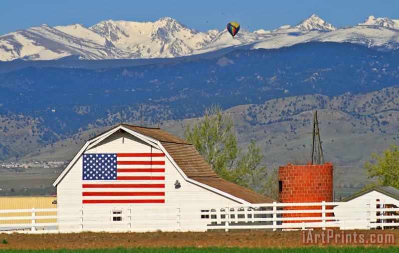 Balloon Barn and Mountains painting - Collection 14 Balloon Barn and Mountains Art Print