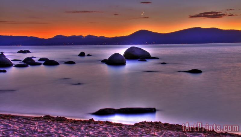 Collection 14 Crescent Moon Above Tahoe Art Painting