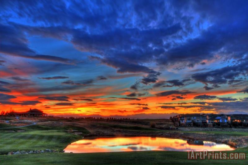 Sunset over The Golf Course painting - Collection 14 Sunset over The Golf Course Art Print