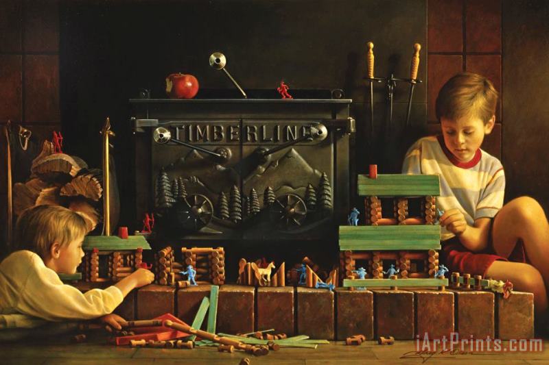 Lincoln Logs painting - Collection 2 Lincoln Logs Art Print