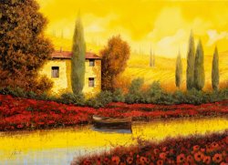 Boat Art for sale - Al Tramonto Sul Fiume by Collection 7