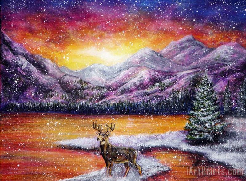 Sunset Snow painting - Collection 9 Sunset Snow Art Print