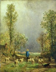 Constant-Emile Troyon Sheep watching a Storm