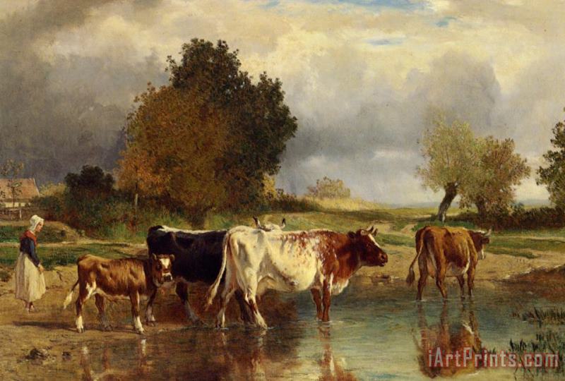 Vaches at Veau a La Marne painting - Constant Troyon Vaches at Veau a La Marne Art Print