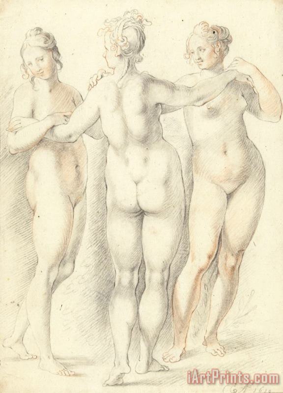 Cornelis Cornelisz. van Haarlem Drie Gratien Art Print