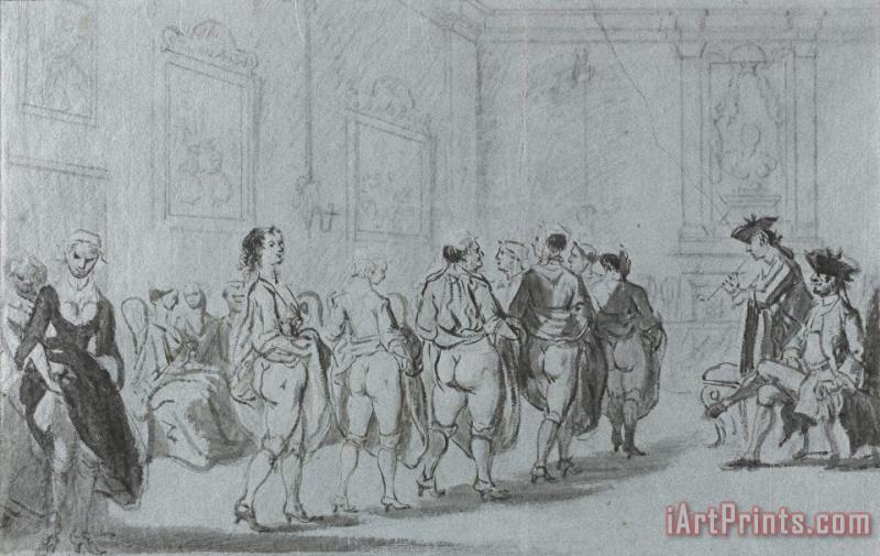 Cornelis Troost Prins Eugenius Van Savoye in Het Etablissement Van Mme Traese Op De Prinsengracht Met Revue Van Prostituees, Ca. 1720 Art Print