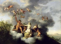 Cornelis van Poelenburgh Ceres Bacchus Venus and Cupid painting