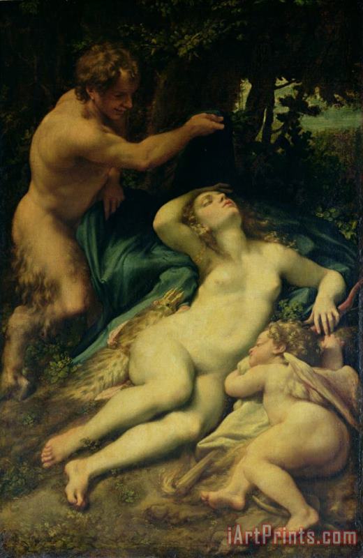 Correggio Venus, Satyr And Cupid Art Painting