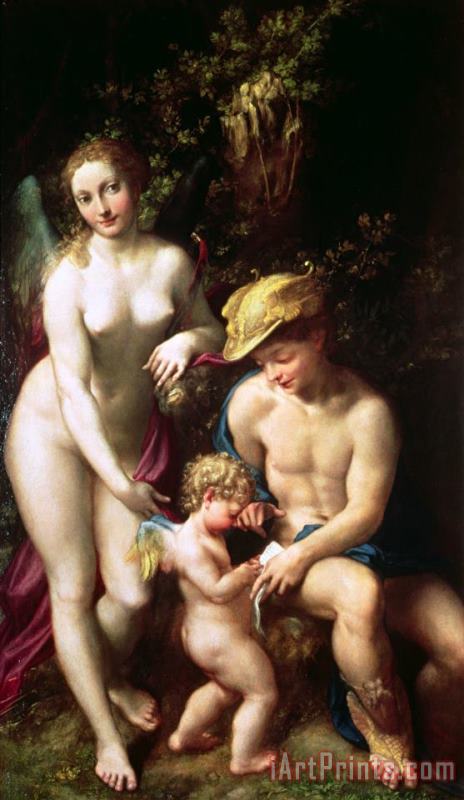Venus with Mercury And Cupid ('the School of Love') painting - Correggio Venus with Mercury And Cupid ('the School of Love') Art Print