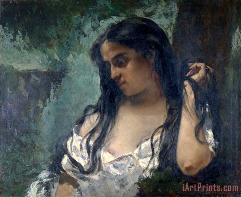 Gypsy in Reflection painting - Courbet, Gustave Gypsy in Reflection Art Print