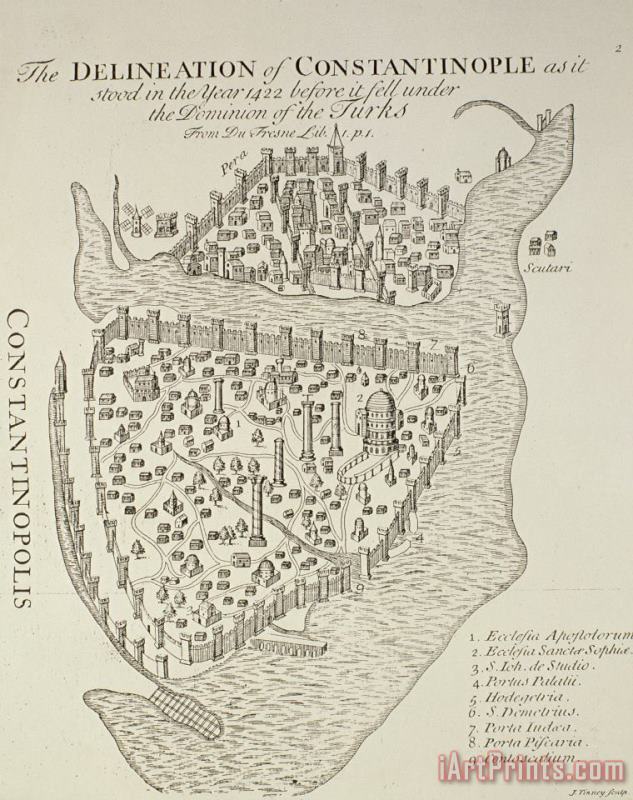 Cristoforo Buondelmonti A map of Constantinople in 1422 Art Print
