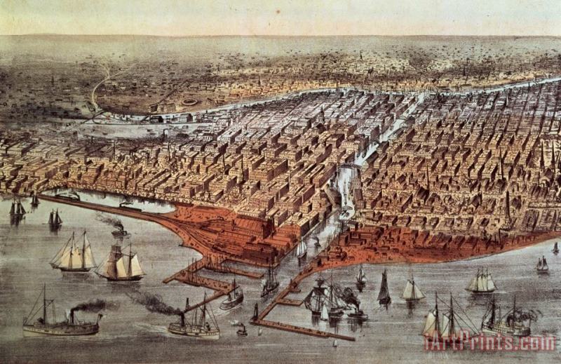 Currier and Ives Chicago As It Was Art Painting