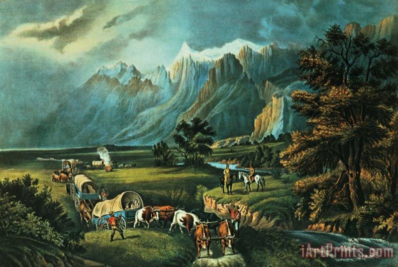Emigrants Crossing the Plains painting - Currier and Ives Emigrants Crossing the Plains Art Print