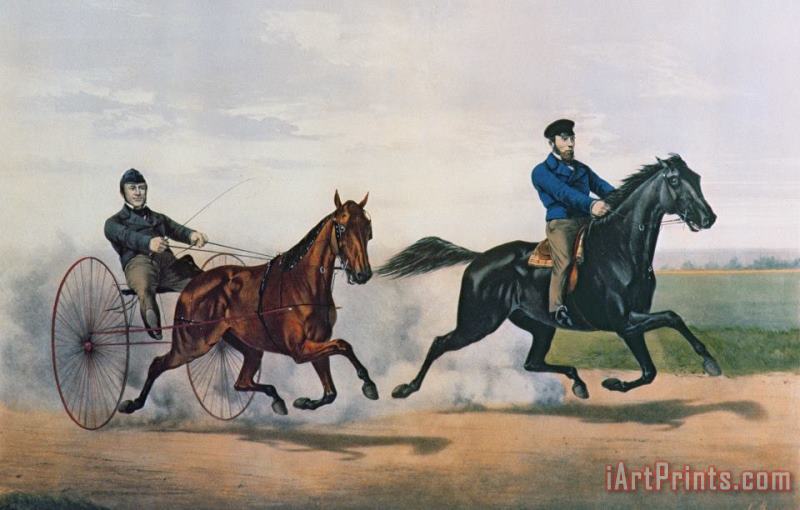 Flora Temple And Lancet Racing On The Centreville Course painting - Currier and Ives Flora Temple And Lancet Racing On The Centreville Course Art Print