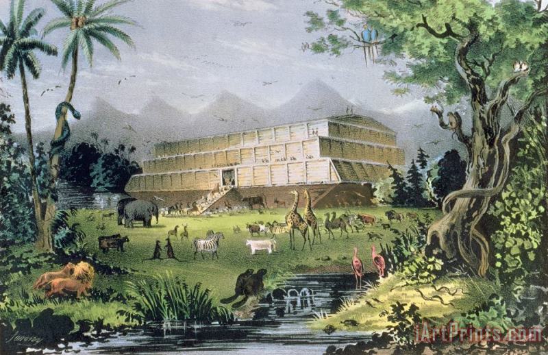 Noahs Ark painting - Currier and Ives Noahs Ark Art Print