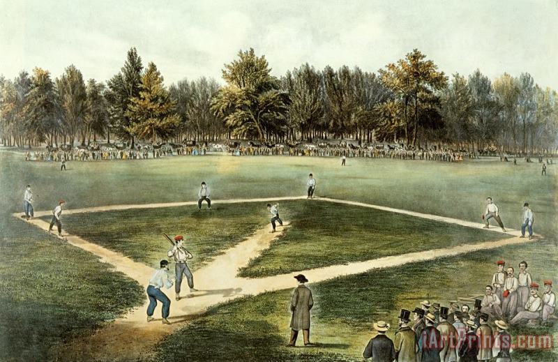 The American National Game of Baseball Grand Match at Elysian Fields painting - Currier and Ives The American National Game of Baseball Grand Match at Elysian Fields Art Print