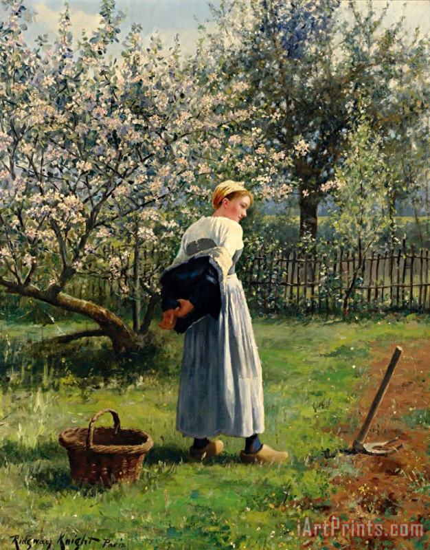 Daniel Ridgway Knight In The Orchard Art Painting