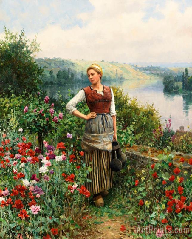 On The Terrace at Rolleboise painting - Daniel Ridgway Knight On The Terrace at Rolleboise Art Print