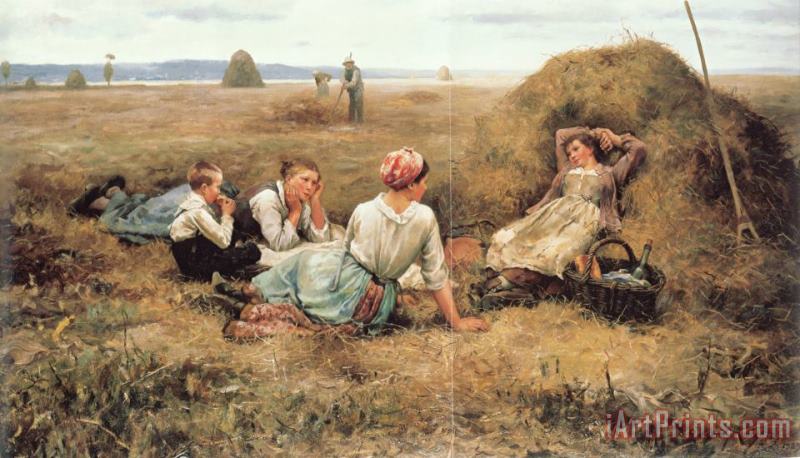 The Harvesters Resting painting - Daniel Ridgway Knight The Harvesters Resting Art Print
