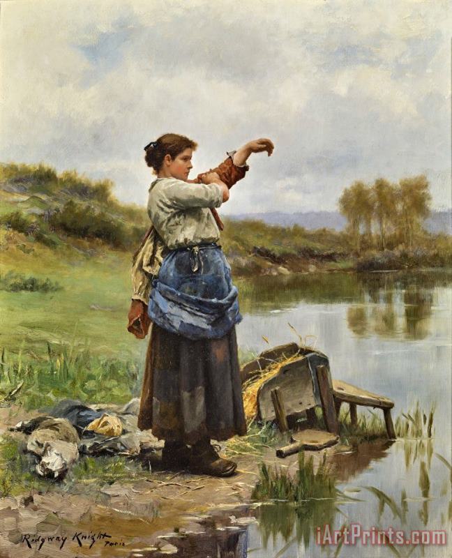 Young Laundress (jeune Fille Mettant Caraco), Ca. 1889 painting - Daniel Ridgway Knight Young Laundress (jeune Fille Mettant Caraco), Ca. 1889 Art Print
