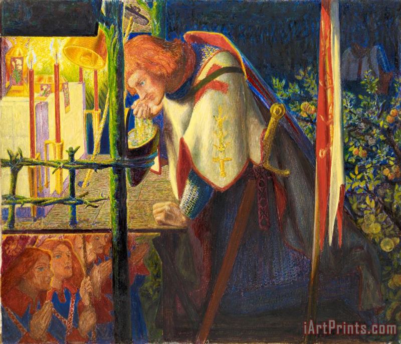 Sir Galahad at The Ruined Chapel painting - Dante Gabriel Rossetti Sir Galahad at The Ruined Chapel Art Print